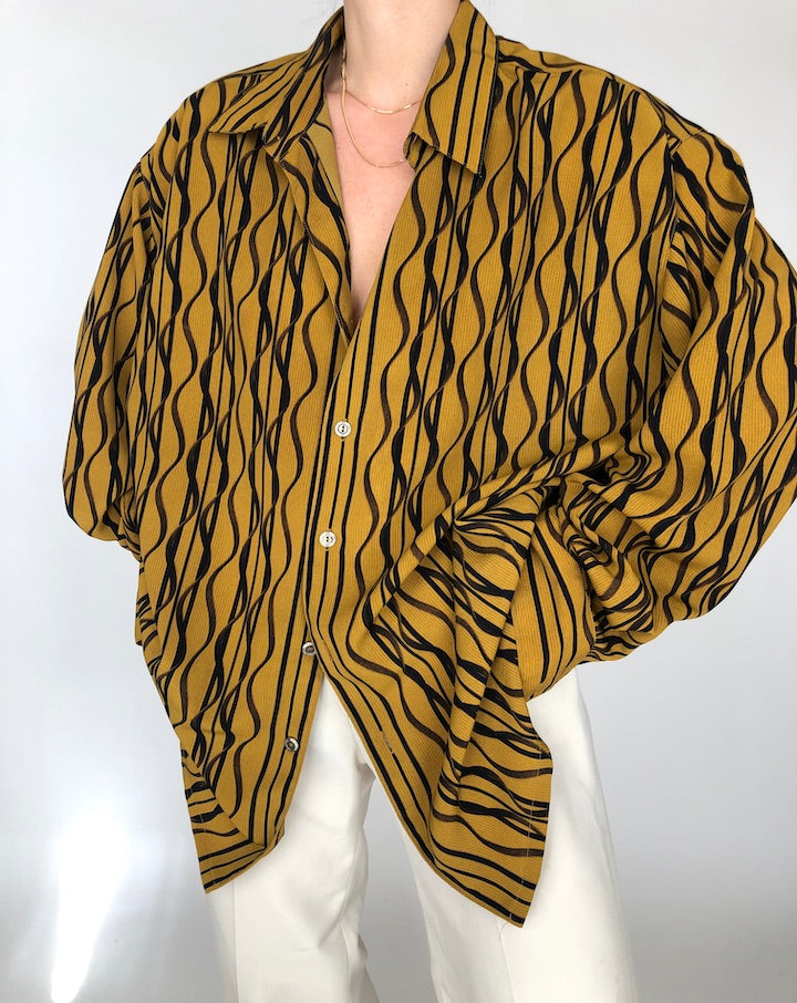 VINTAGE OVERSIZED MUSTARD/BLACK BLOUSE 252