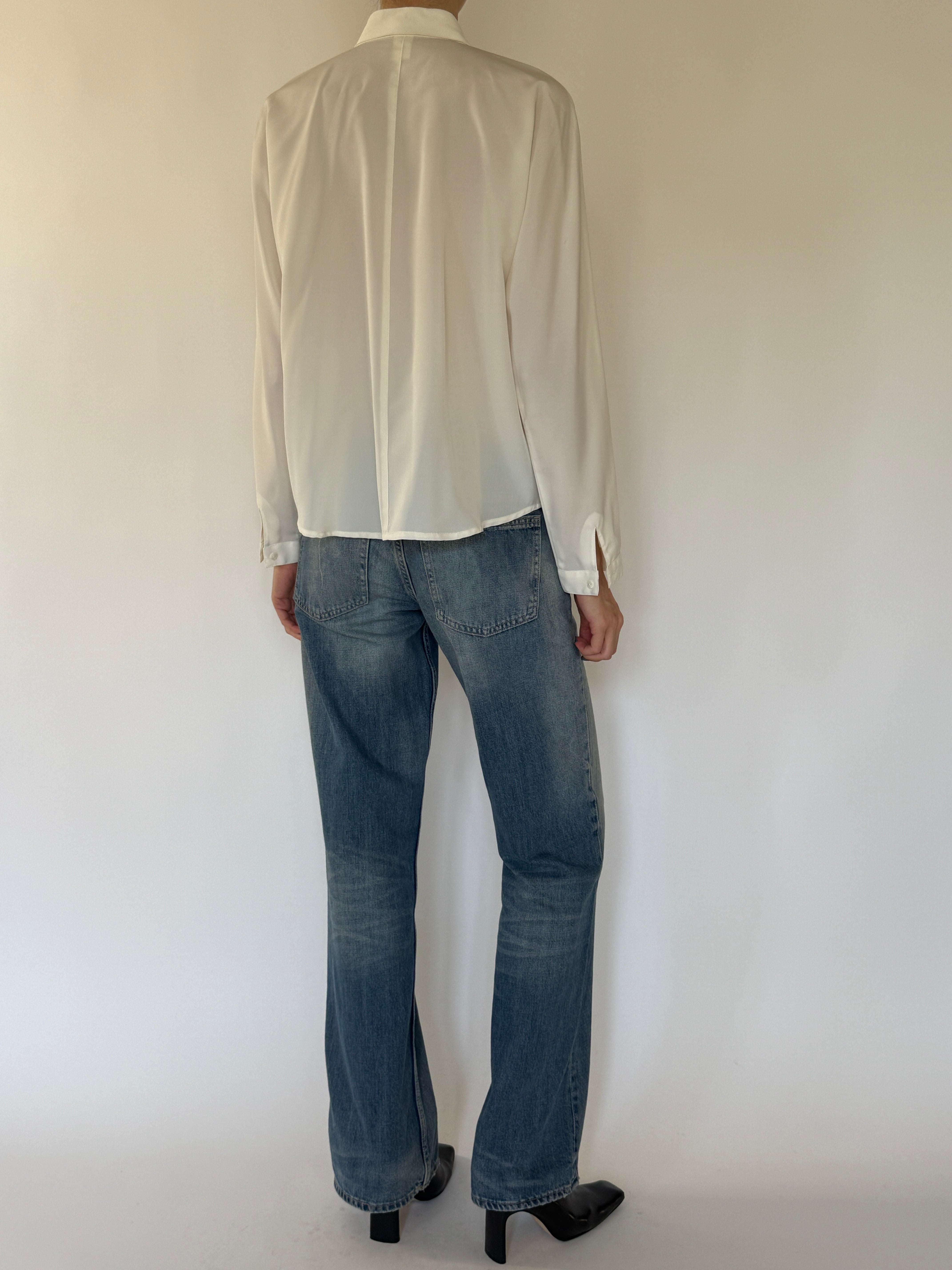 Vintage ivory quilted blouse back view