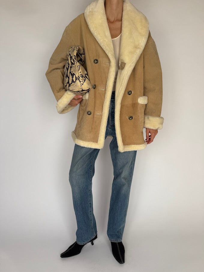 Vintage suede leather jacket front view