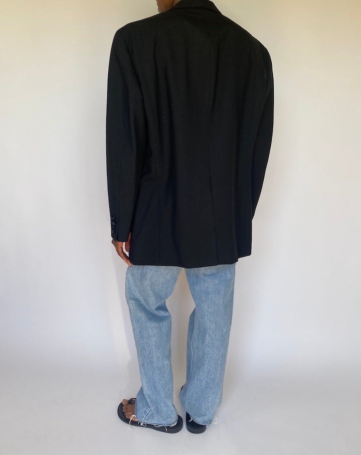 VINTAGE BLACK RALPH LAUREN WOOL BLAZER 3721