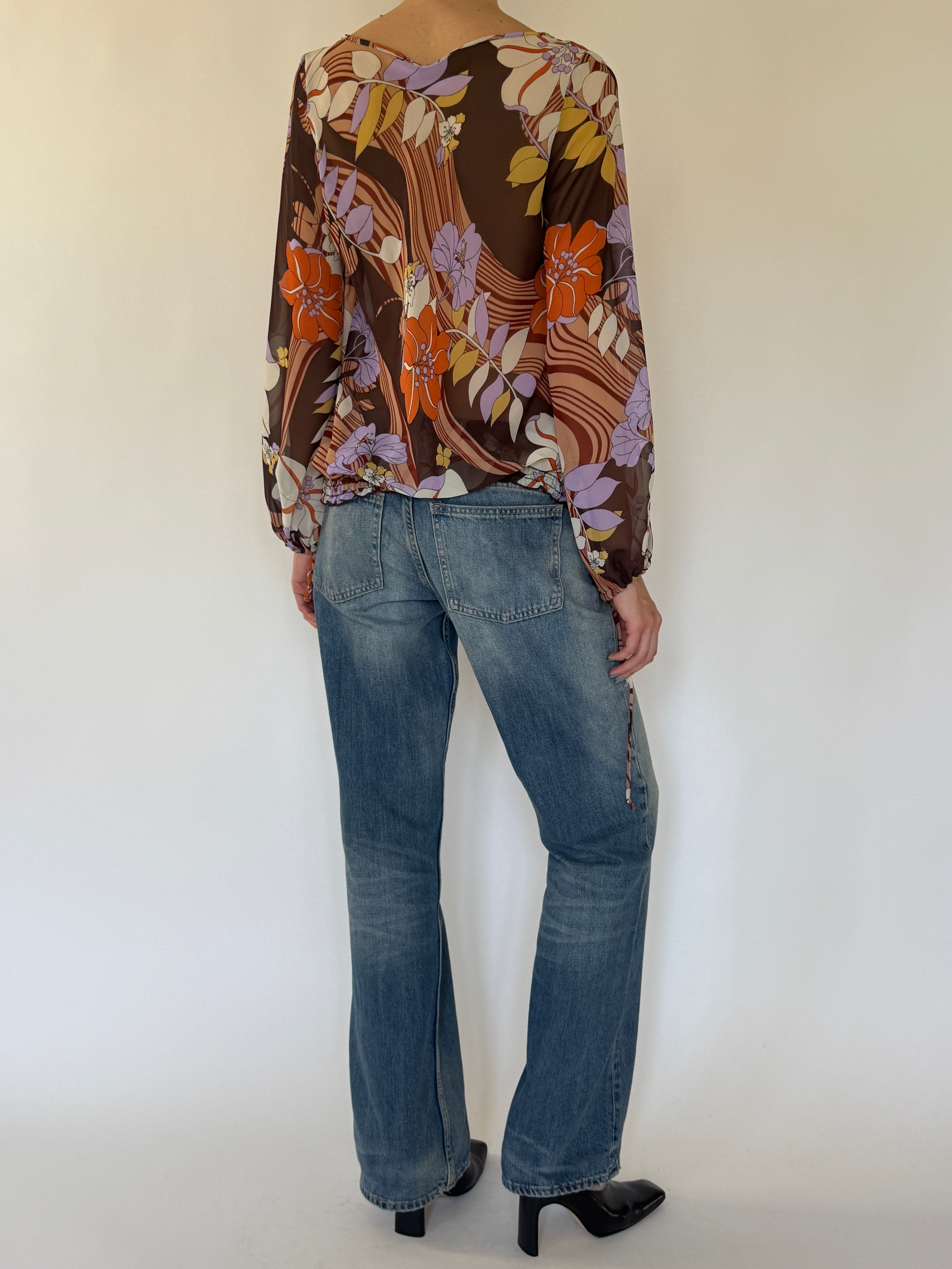 Vintage floral blouse back view