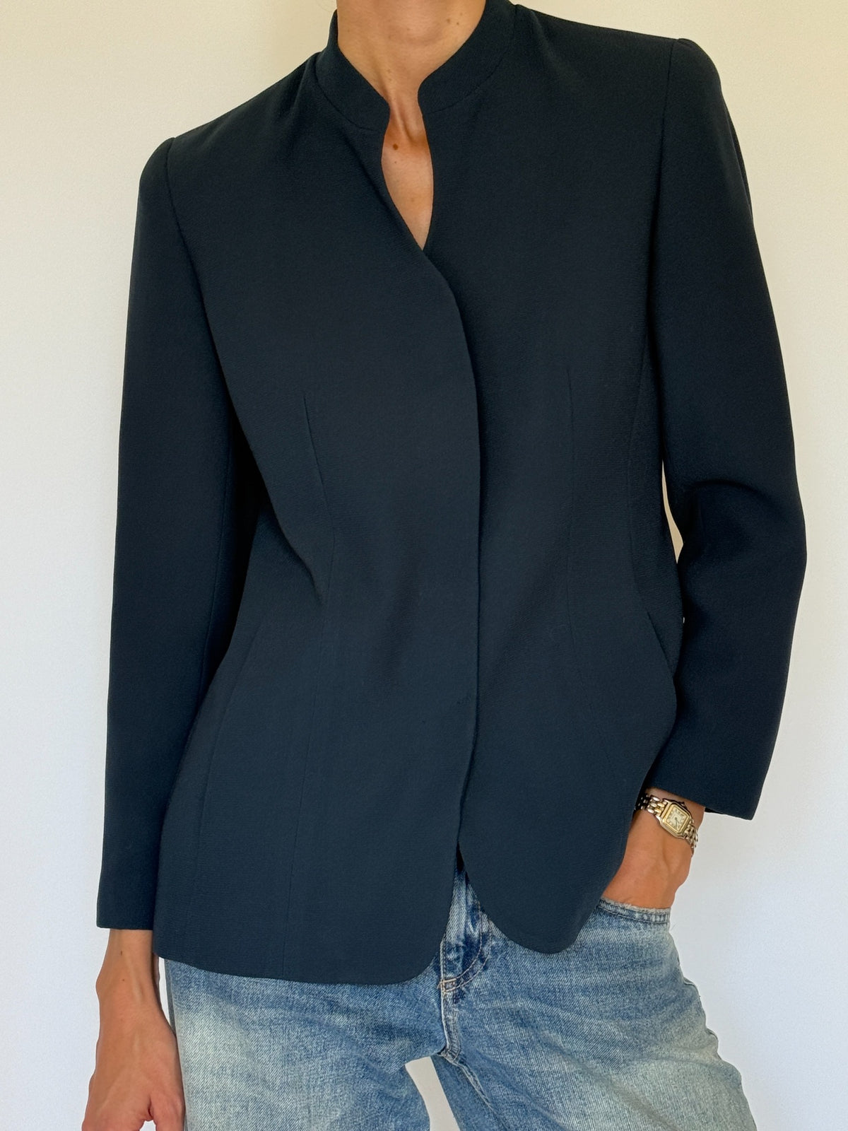 Vintage deep forest green blazer view 2