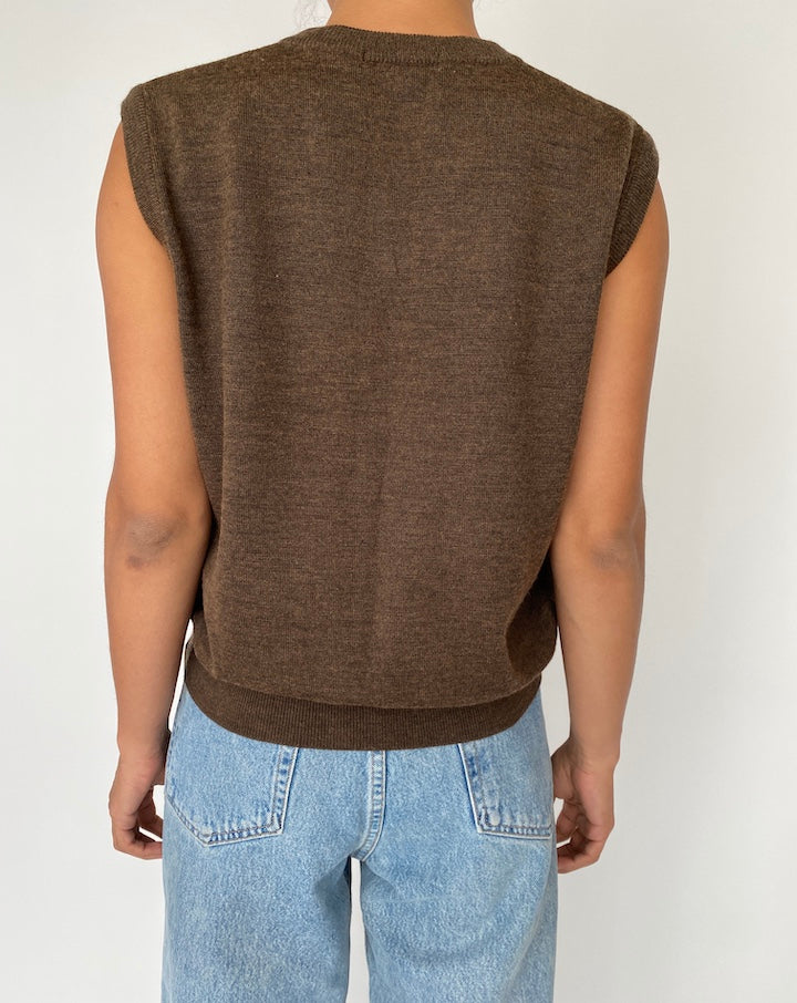 VINTAGE BROWN STRIPED VEST 2703