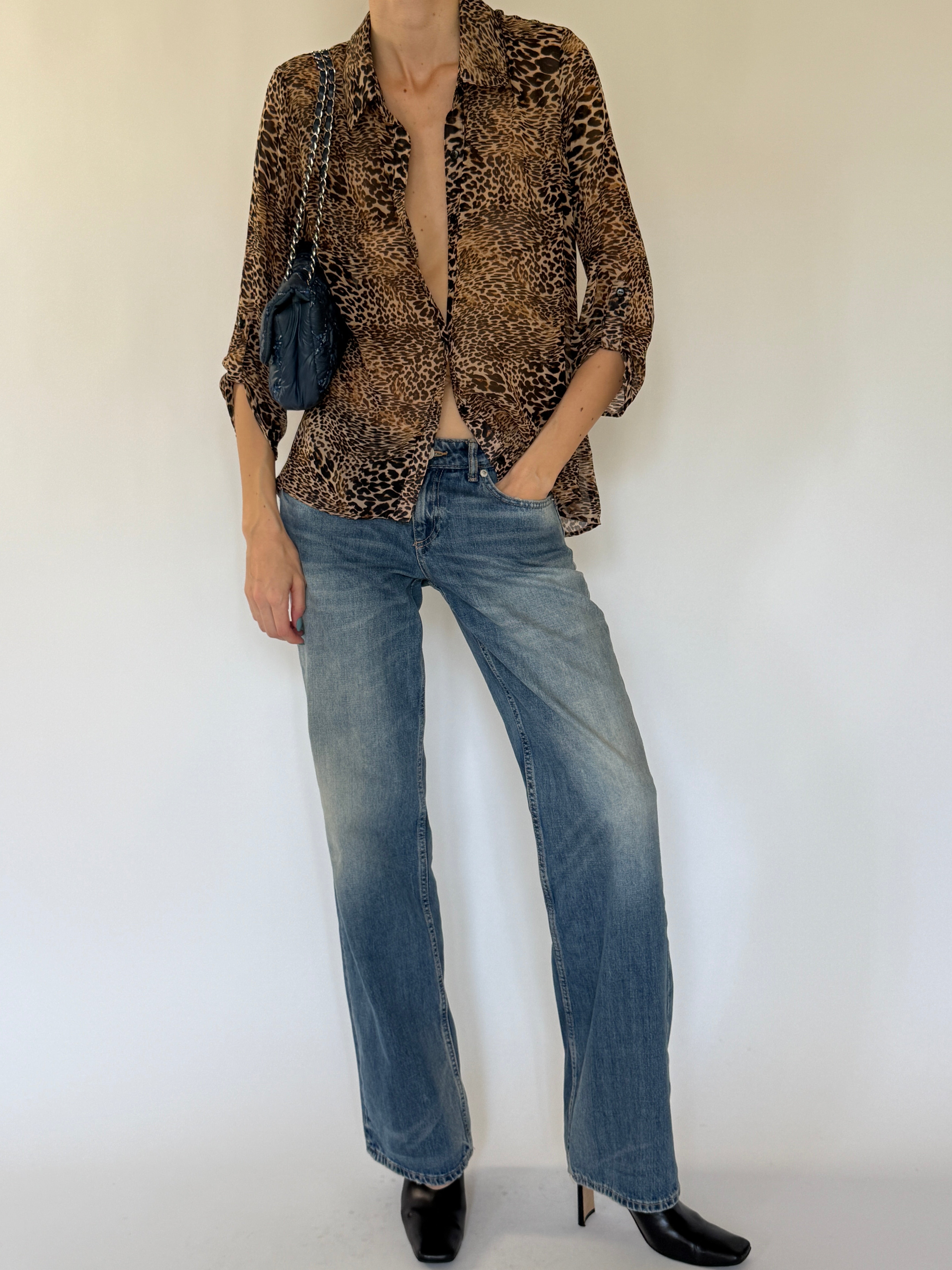Vintage leopard print shirt front view