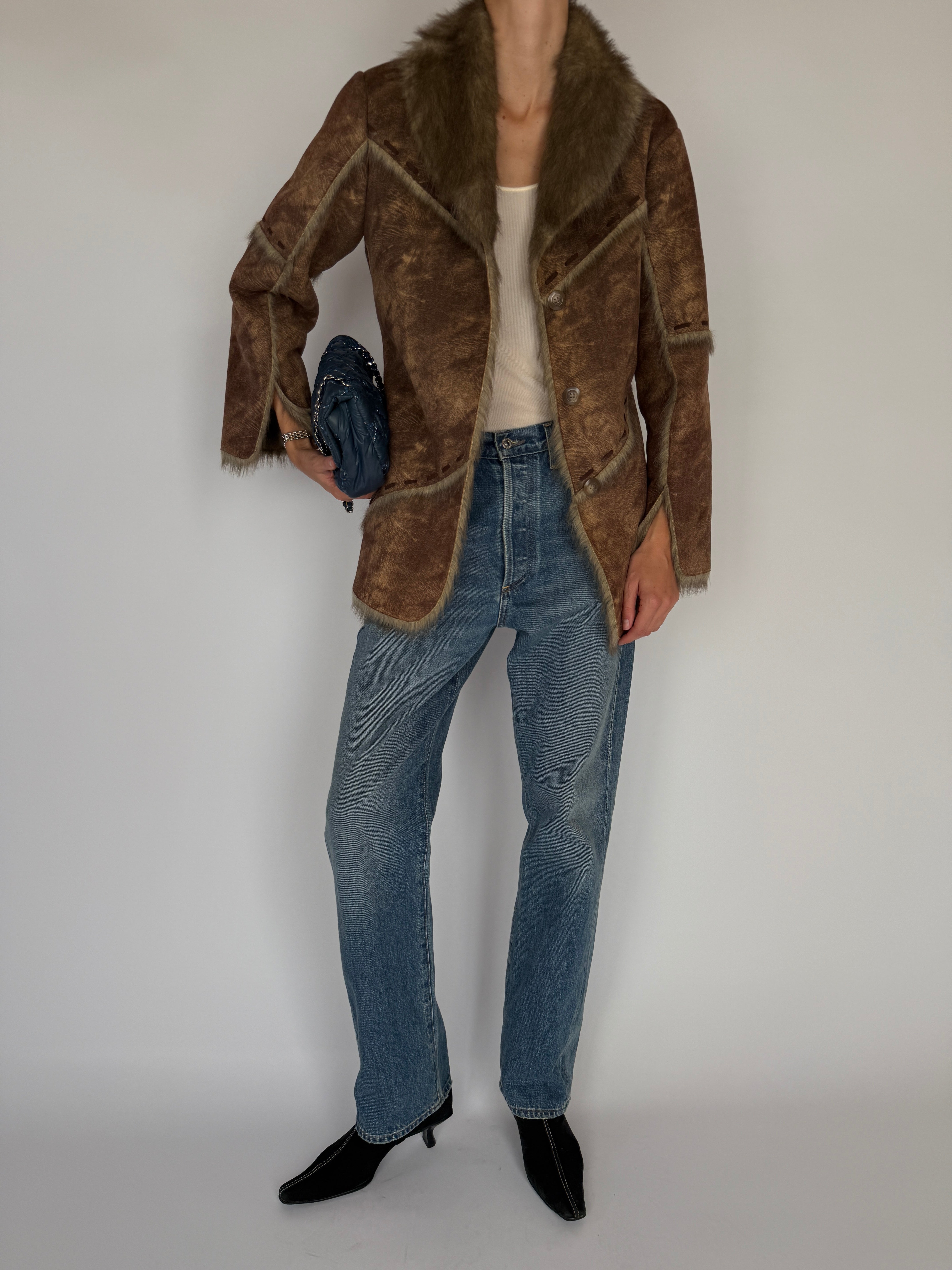 Vintage Faux Shearling Faux Suede Jacket 6138