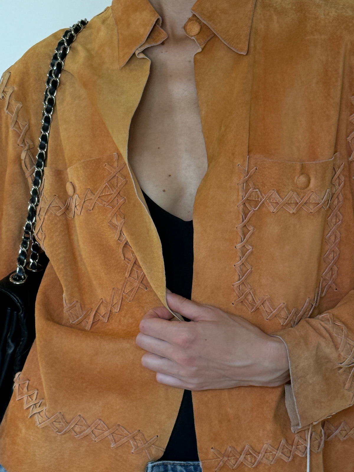 Vintage Western Suede Leather Jacket Burnt Orange