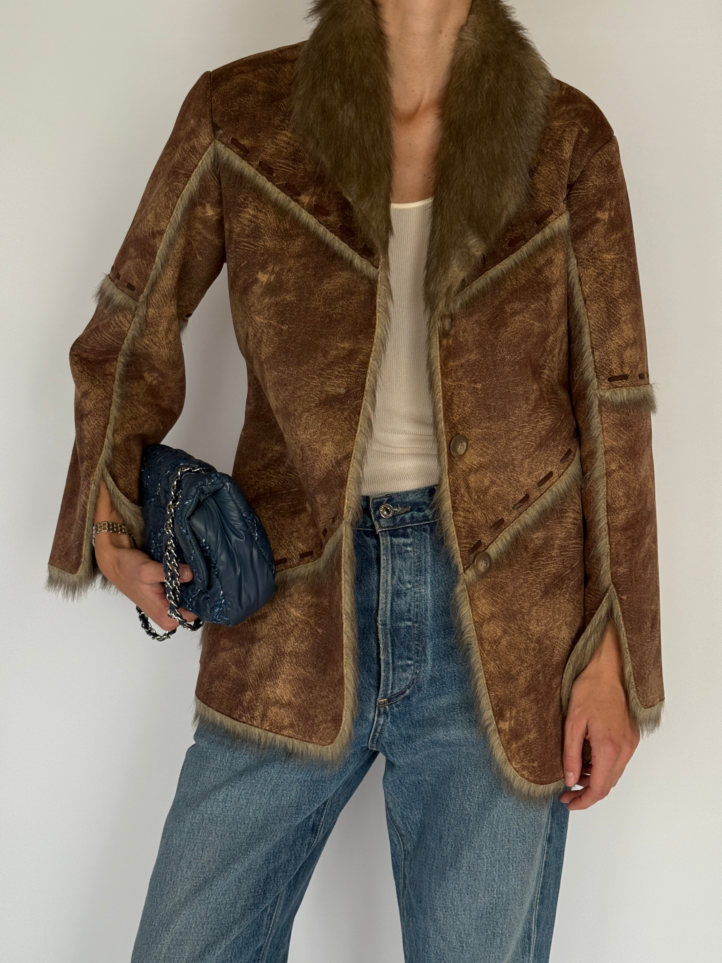 Vintage Faux Shearling Faux Suede Jacket 6138