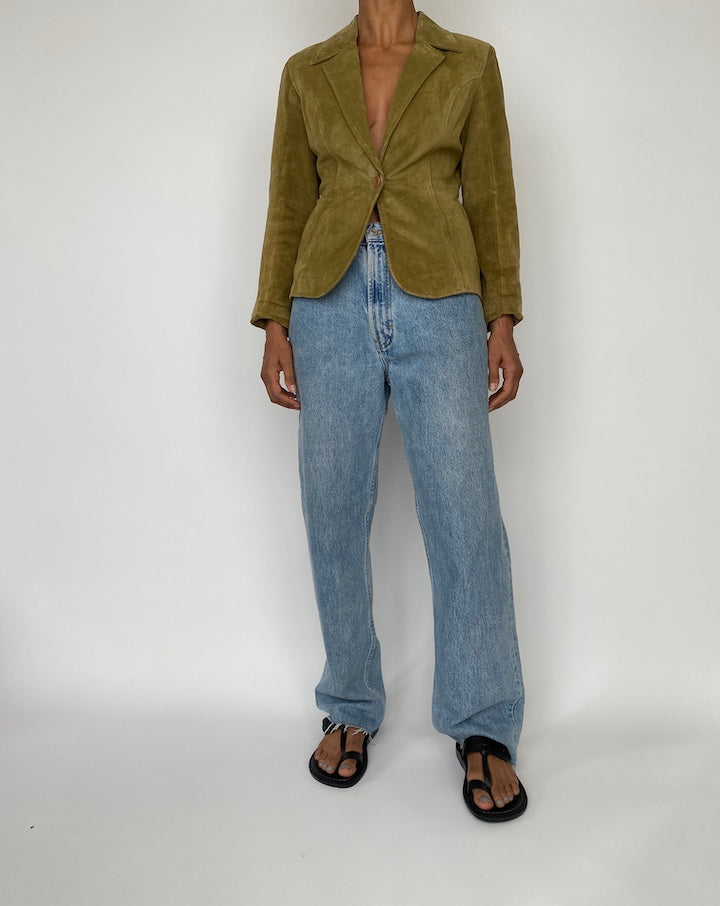 VINTAGE GREEN SUEDE LEATHER JACKET 2708