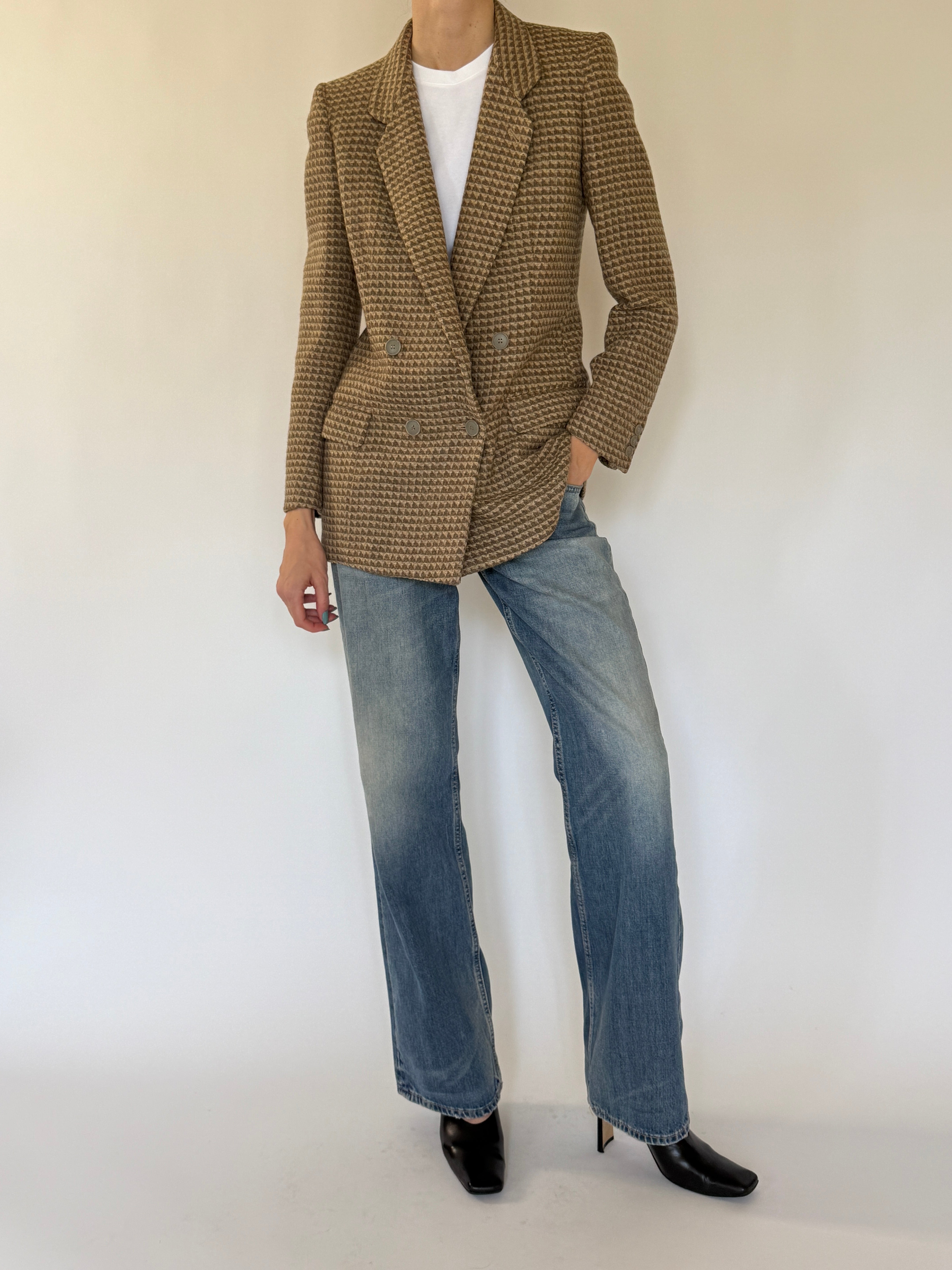 Vintage Giorgio Armani brown textured blazer front view