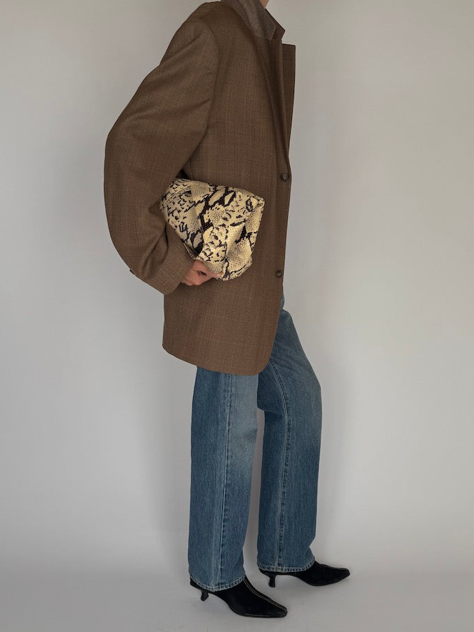 Vintage Checked Wool Blazer Brown 6193