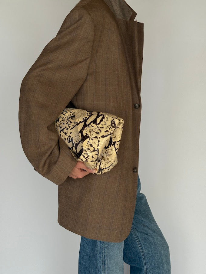 Vintage Checked Wool Blazer Brown 6193