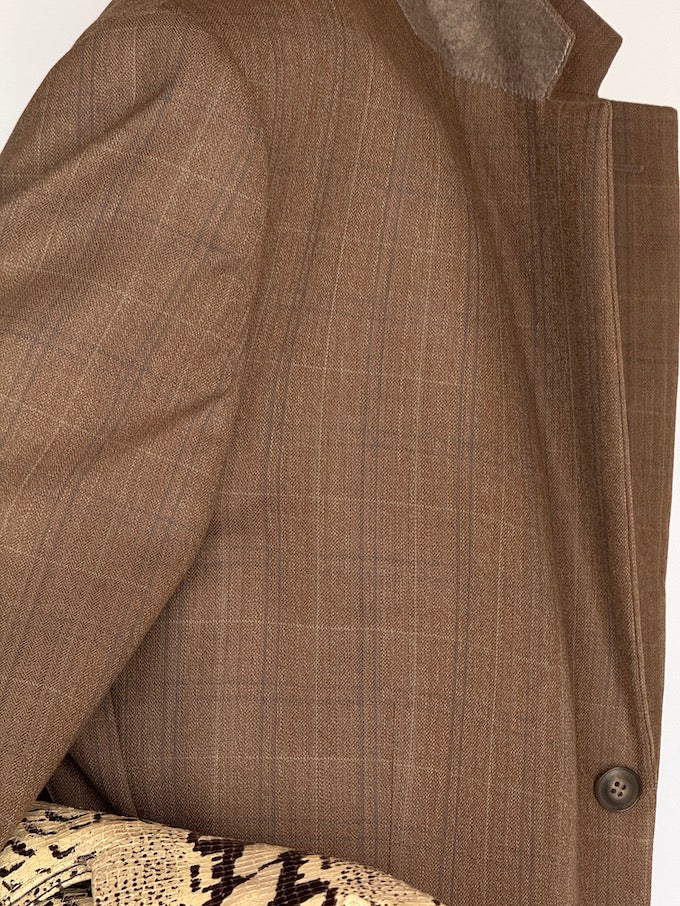 Vintage Checked Wool Blazer Brown 6193