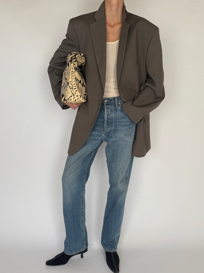 Vintage Oversized Blazer In Dark Sage 5784