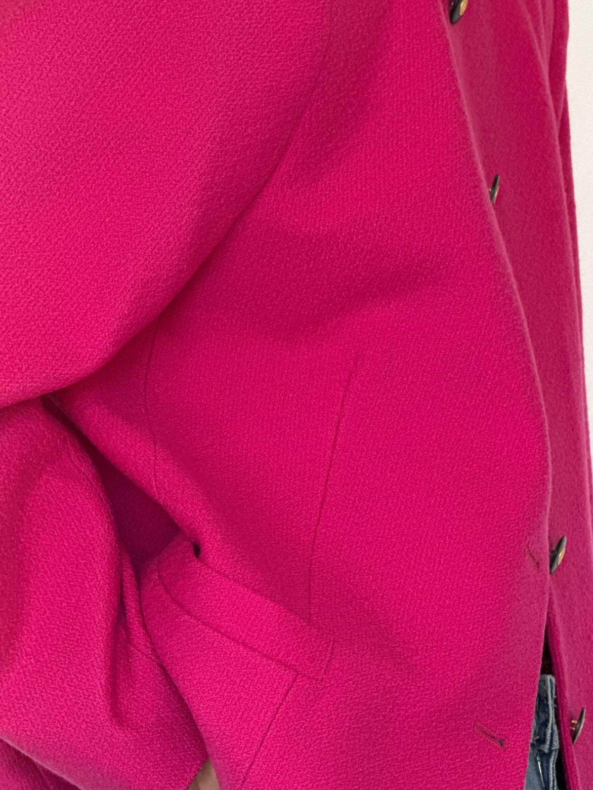 Vintage Collarless Button Front Blazer Pink 7341