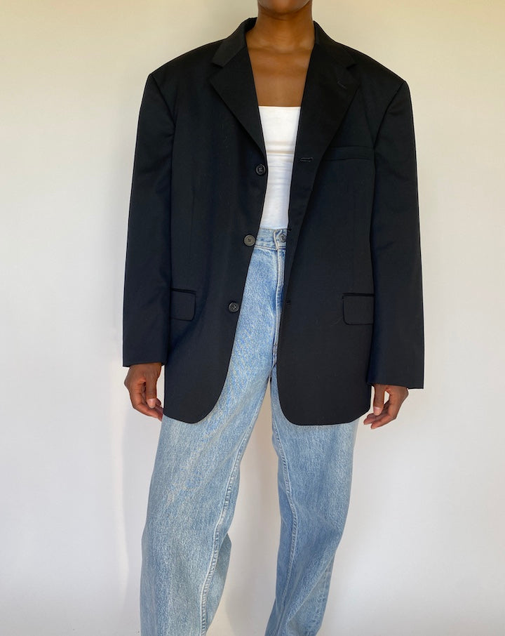 VINTAGE BLACK SINGLE BREASTED BLAZER 3732