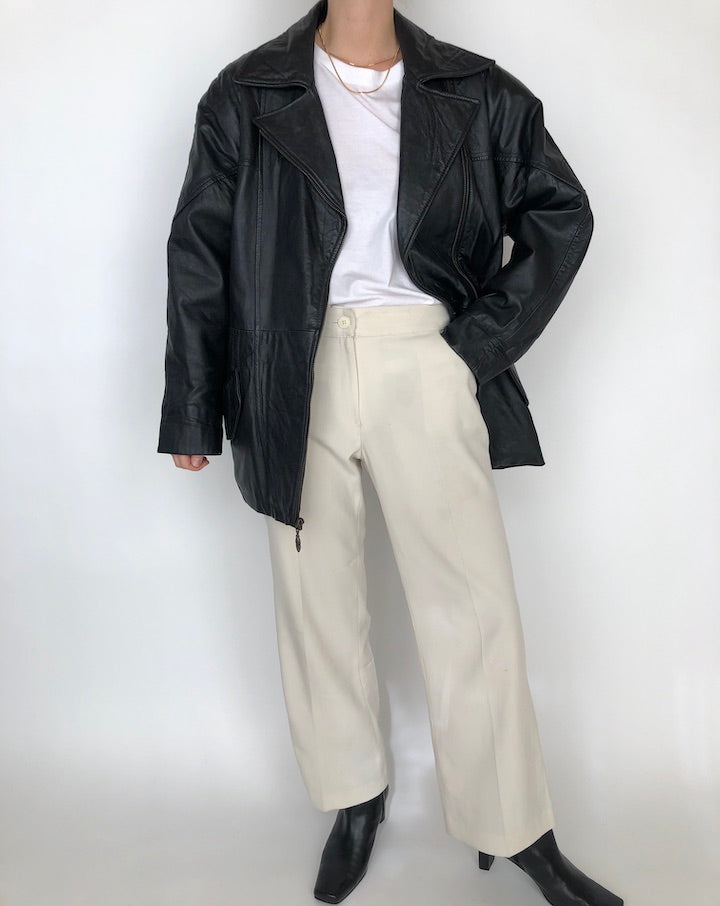 VINTAGE OVERSIZED BLACK LEATHER JACKET 264