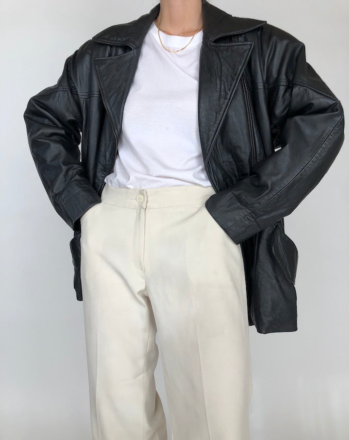 VINTAGE OVERSIZED BLACK LEATHER JACKET 264