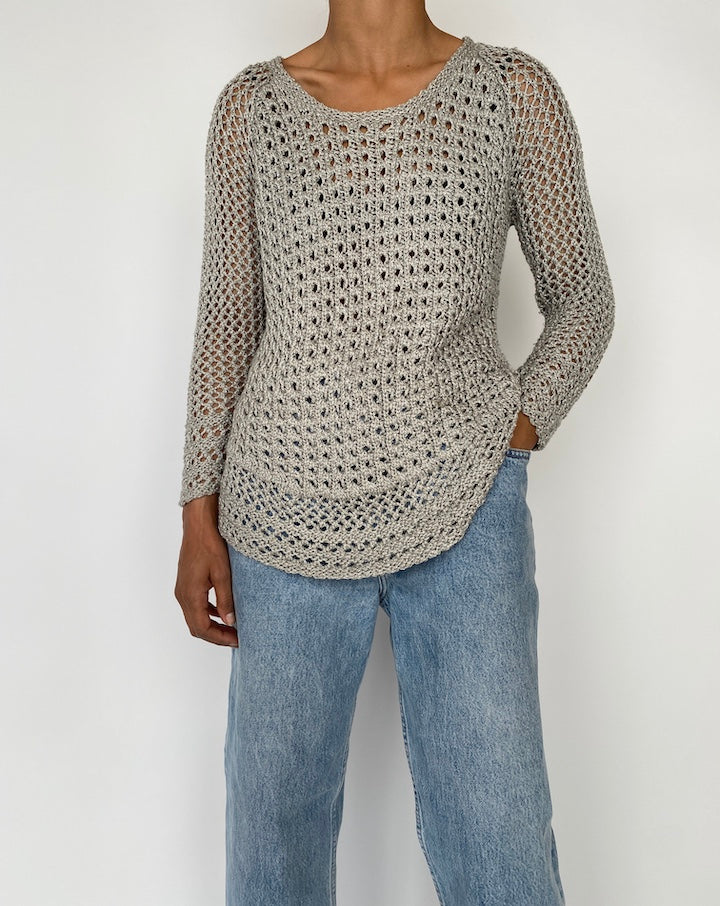 VINTAGE LIGHT GREY FISHNET SWEATER 2717