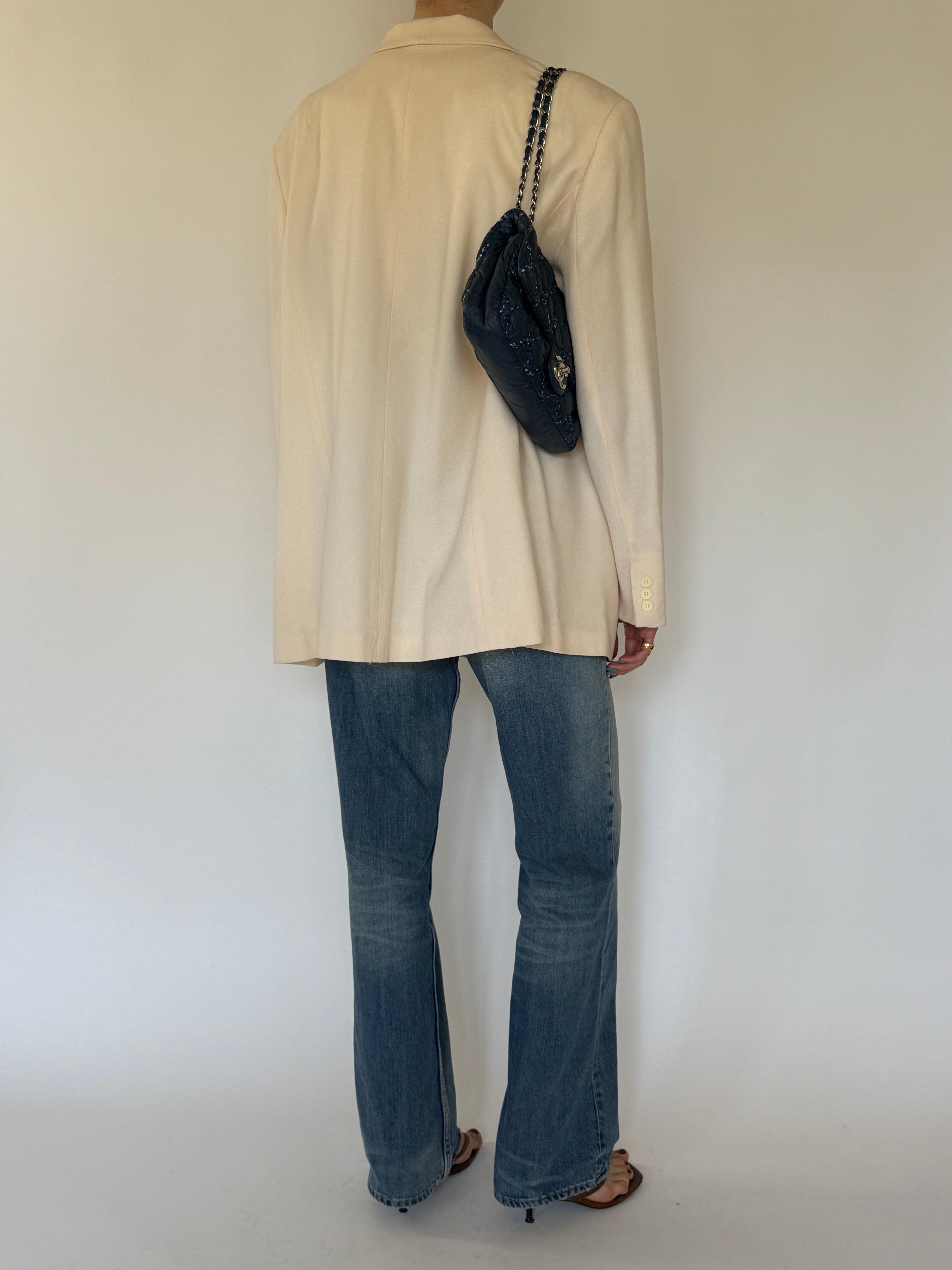 Vintage wool blazer close-up back detail