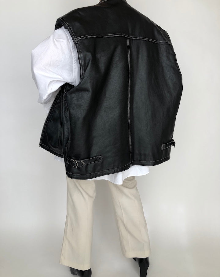 VINTAGE OVERSIZED LEATHER VEST
