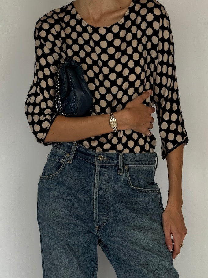 Vintage Polka Dot Satin Blouse 6557