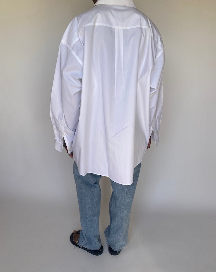 VINTAGE WHITE OVERSIZED BUTTON DOWN LONG SLEEVE SHIRT 3743