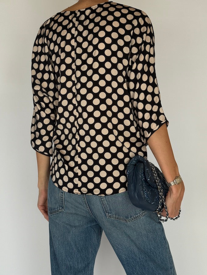 Vintage Polka Dot Satin Blouse 6557