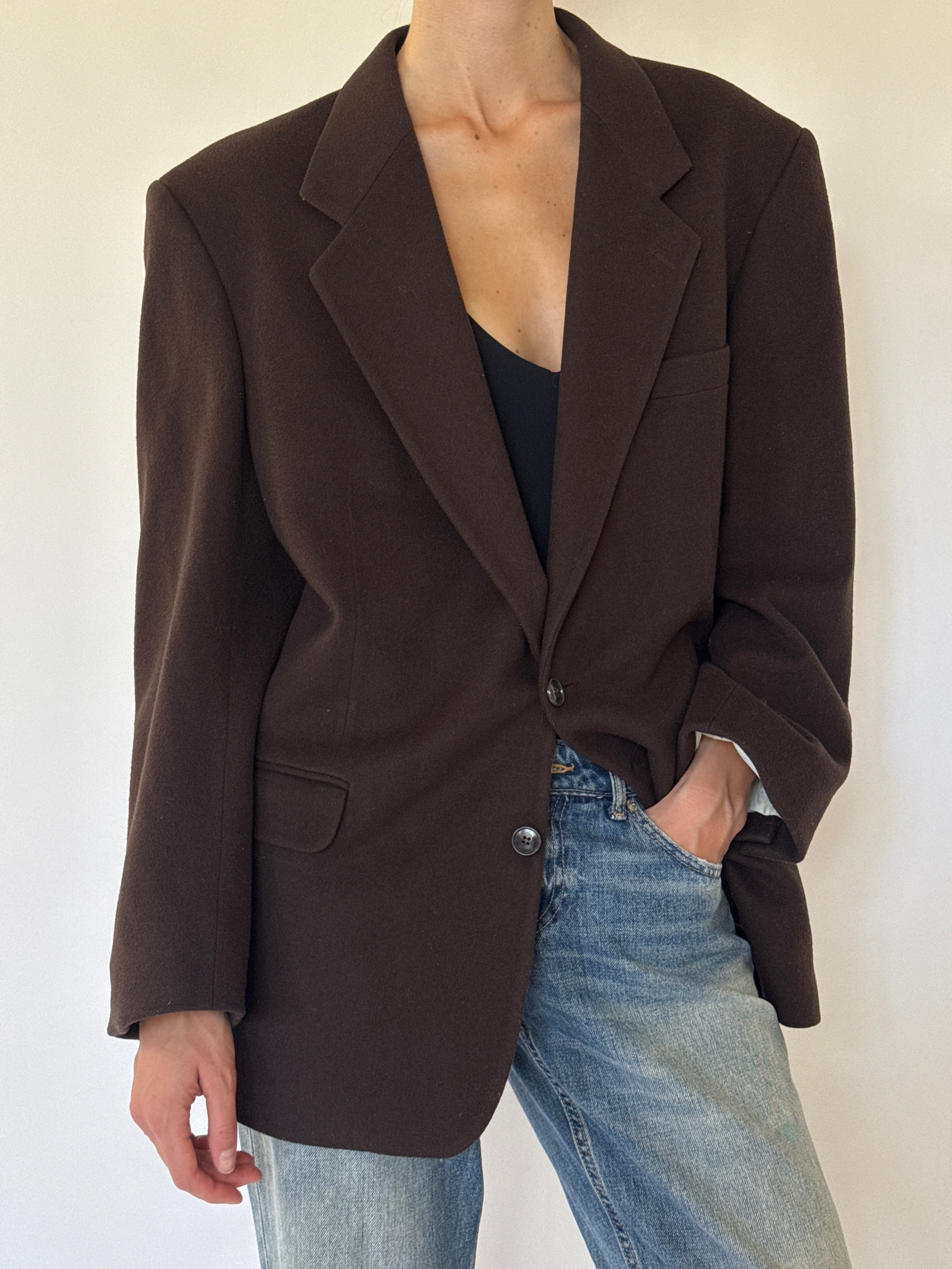 Vintage oversized brown blazer front view