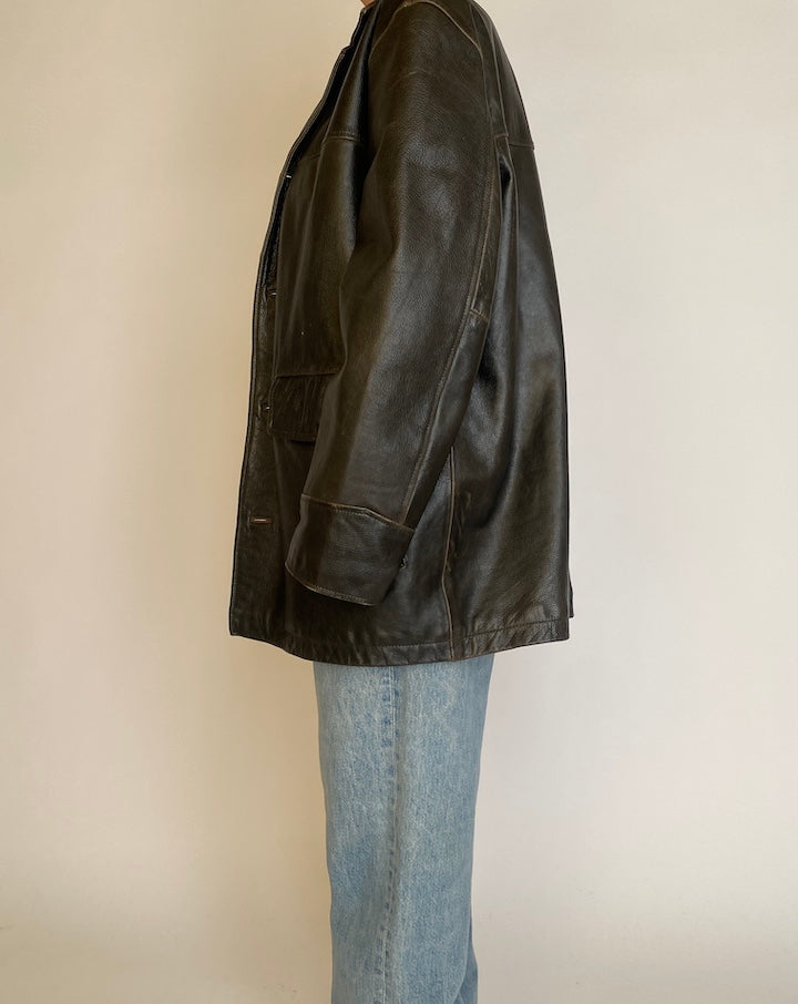 VINTAGE BLACK LEATHER JACKET 4607