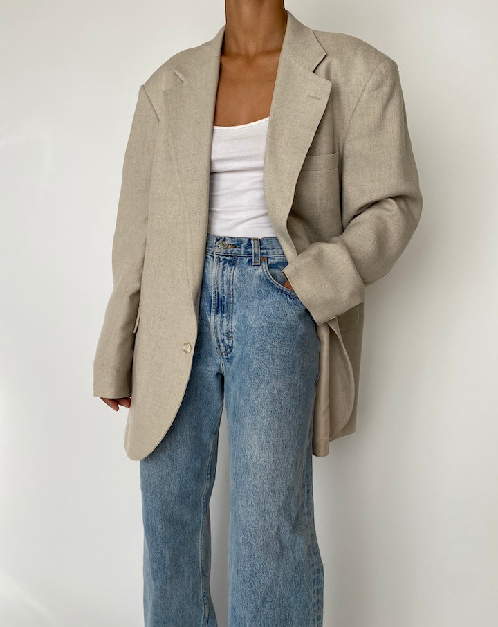 VINTAGE OVERSIZED LIGHT OAT BLAZER 2726