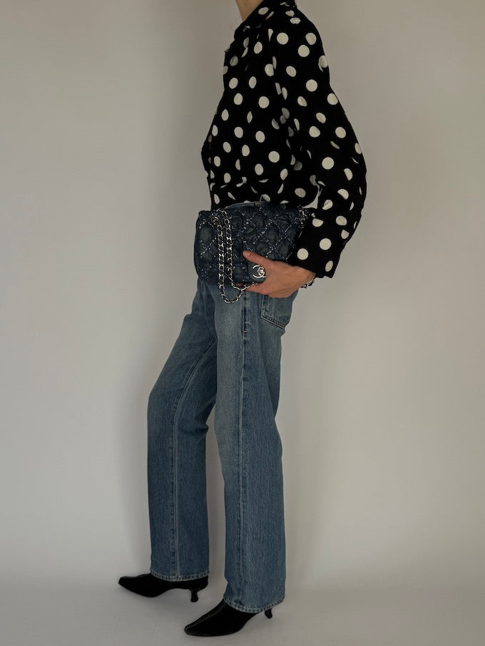 Vintage Black and White Polka Dot Shirt 6569