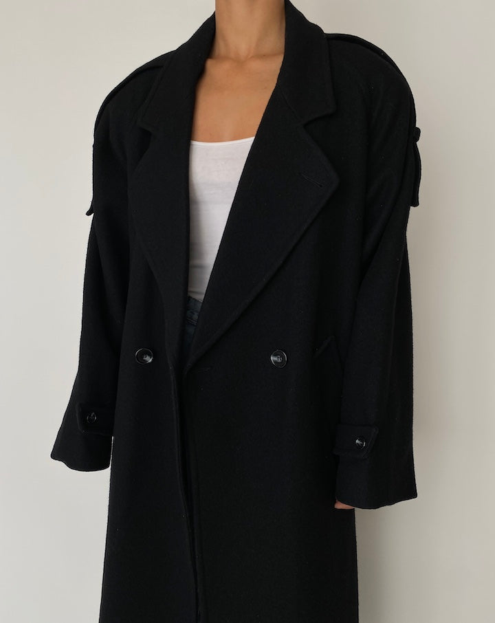 VINTAGE BLACK LONG OVERSIZED COAT 2727