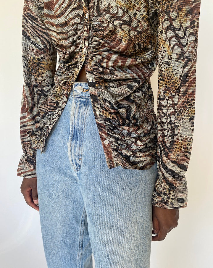 VINTAGE ANIMAL PRINTED LONG SLEEVE SHIRT 3748