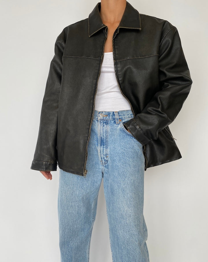 VINTAGE FAUX LEATHER JACKET 2729