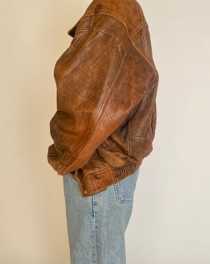 VINTAGE BROWN BOXY LEATHER JACKET 4612