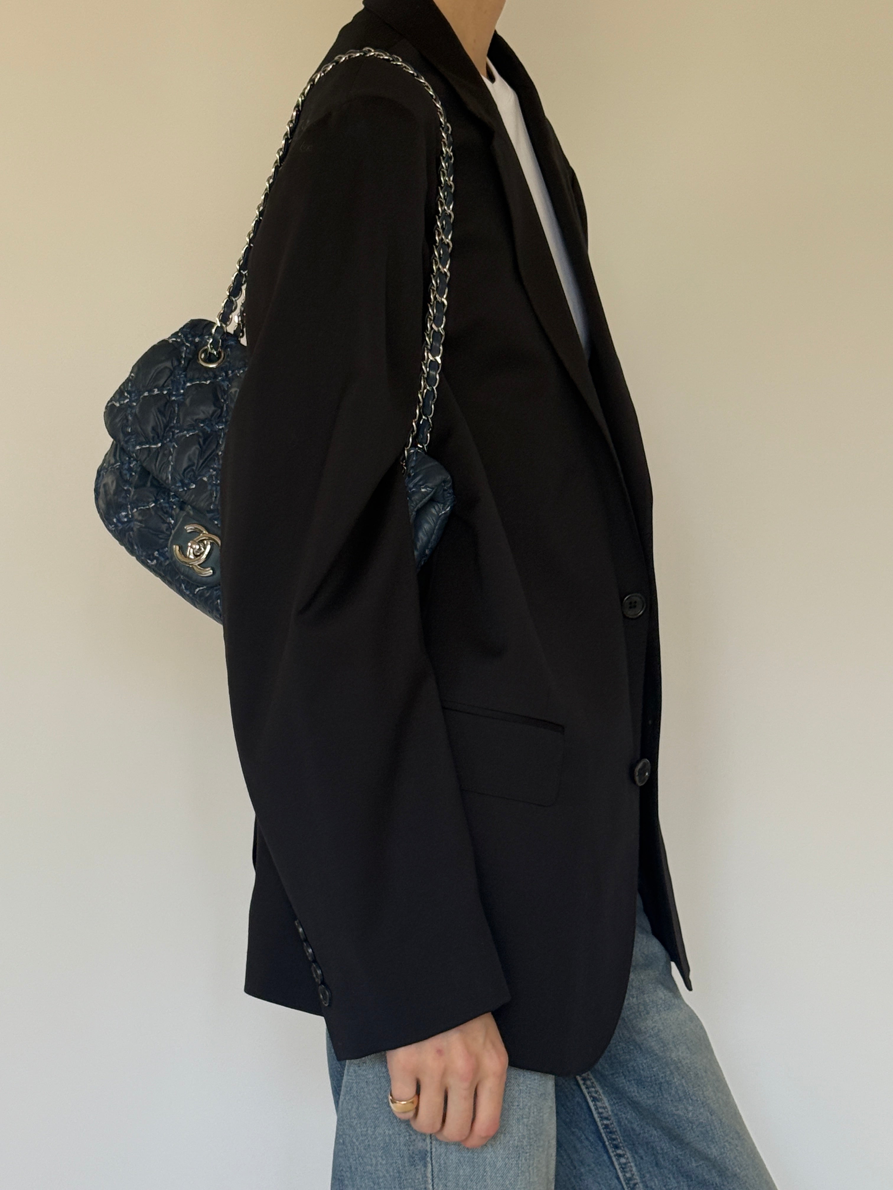 Vintage oversized black blazer side angle view