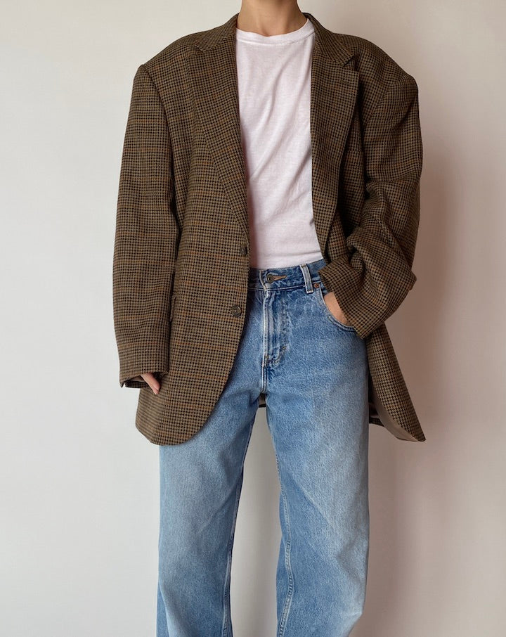 VINTAGE BROWN HOUNDSTOOTH BLAZER 4200