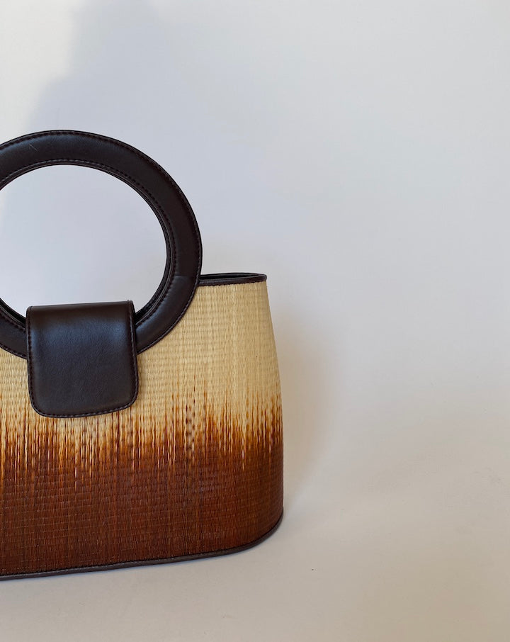 VINTAGE TWO TONED BASKED BAG 3754