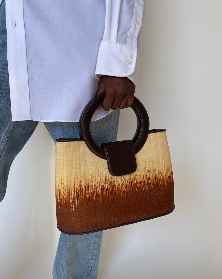 VINTAGE TWO TONED BASKED BAG 3754