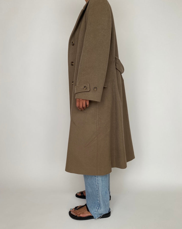 VINTAGE BEIGE LONG WOOL COAT 2733