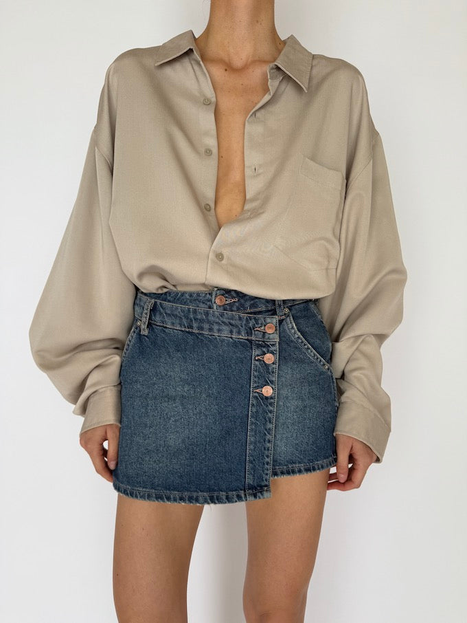Vintage oversized button-up shirt beige 5954