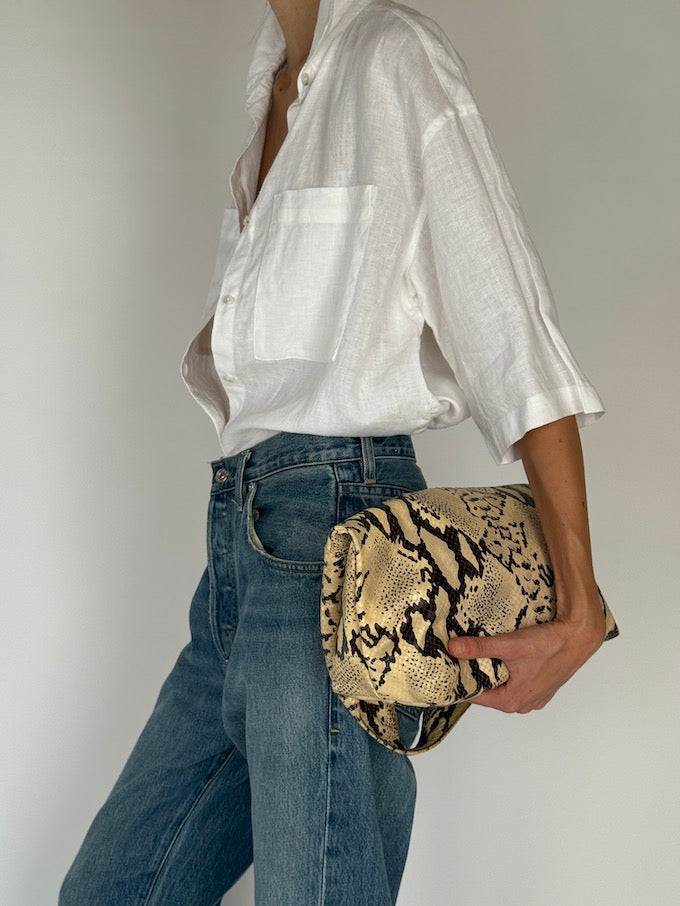 Vintage Linen Short-Sleeve Shirt White 6208