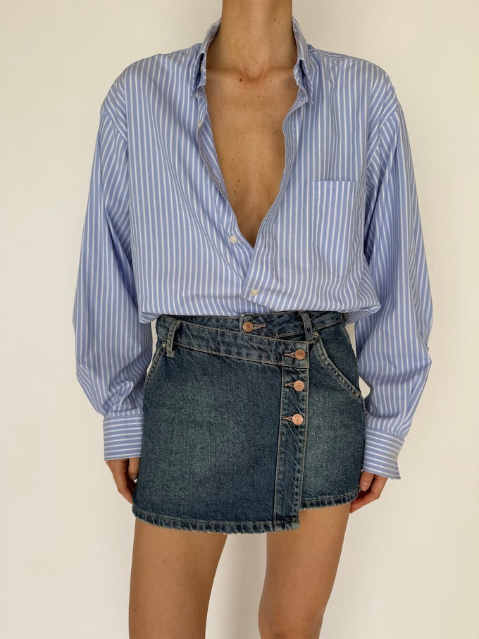 Vintage Pinstripe Shirt Blue 6002