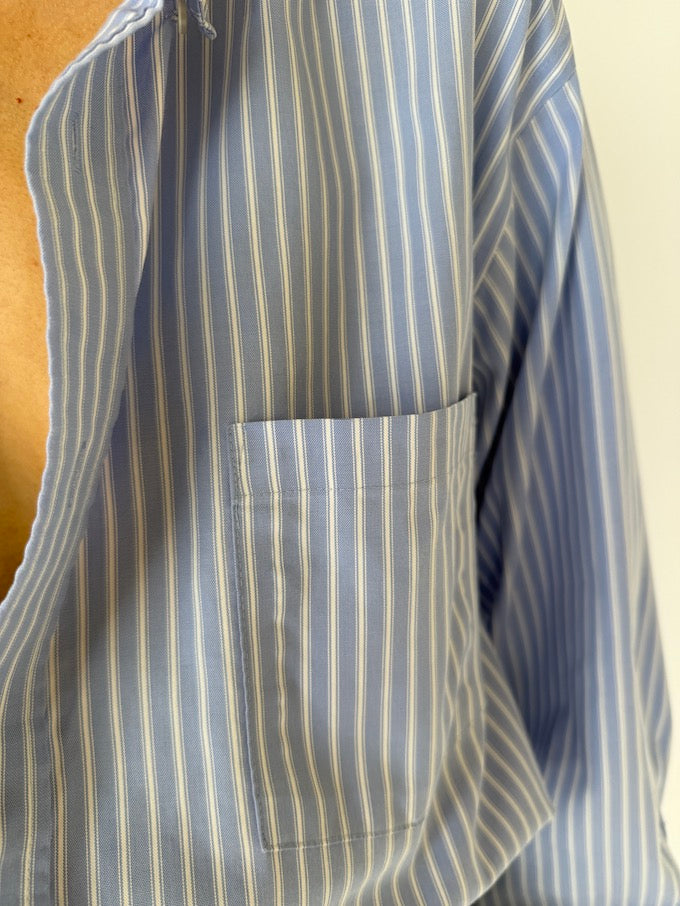 Vintage Pinstripe Shirt Blue 6002