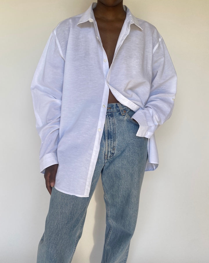 VINTAGE OVERSIZED WHITE BUTTON DOWN SHIRT 3759