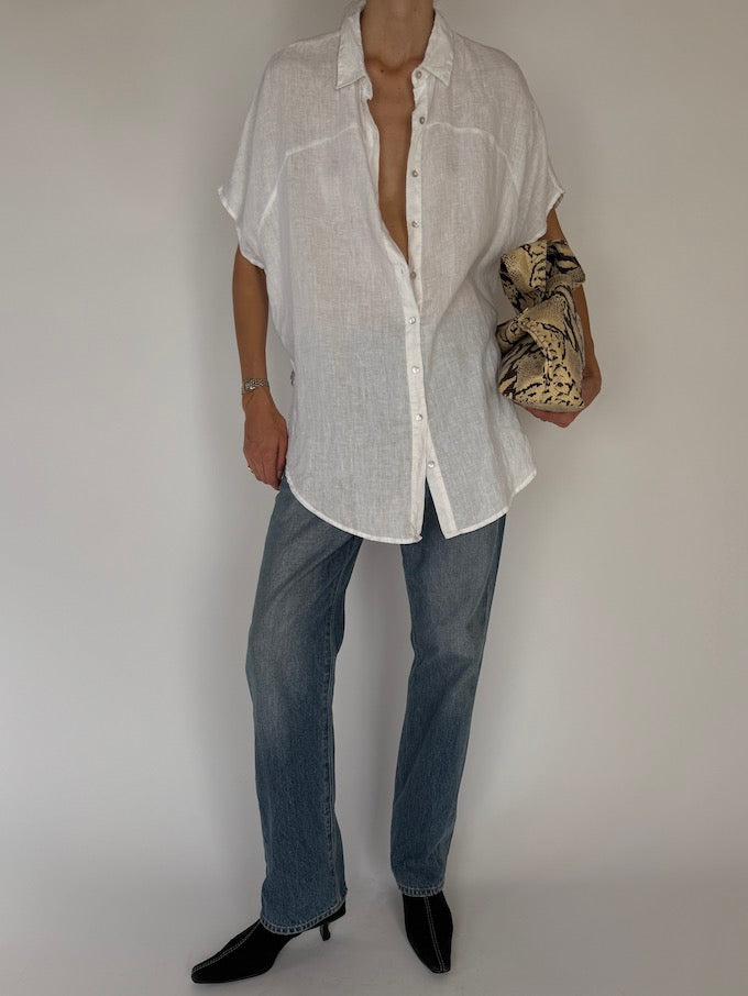 Vintage Short Sleeve Top In Linen 5790