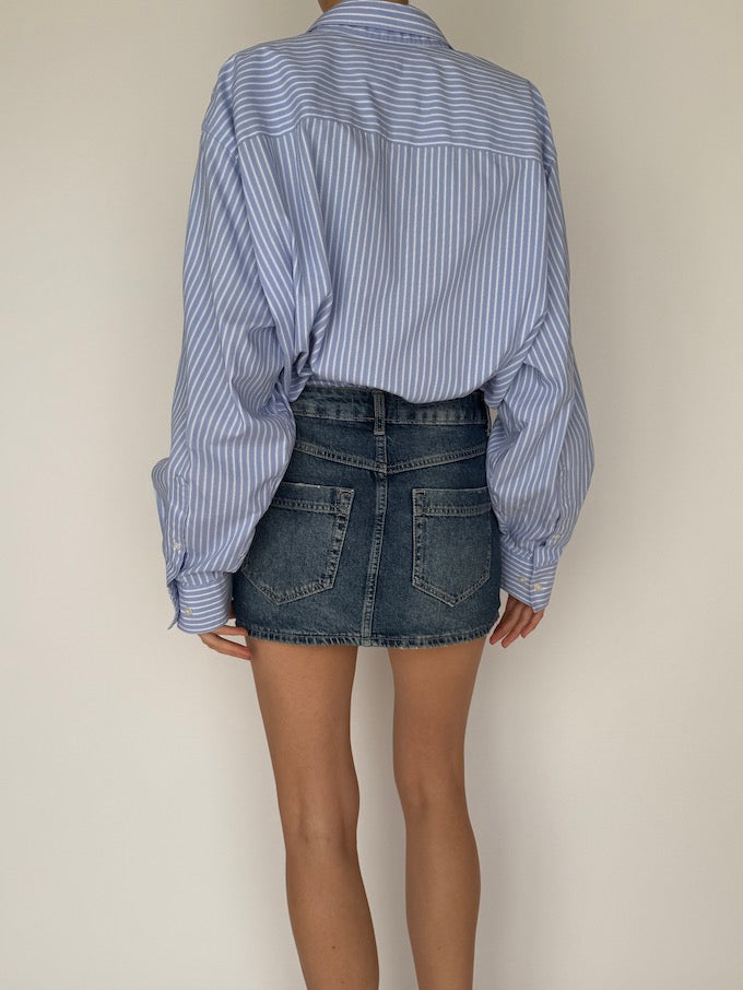 Vintage Pinstripe Shirt Blue 6002