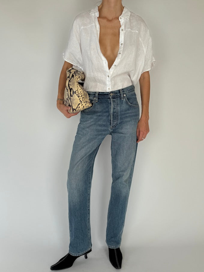 Vintage Short Sleeve Top In Linen 5790