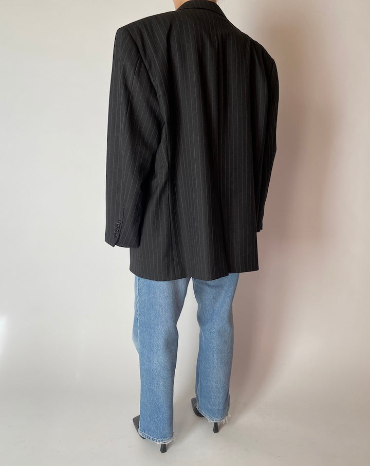 VINTAGE DARK GREY PINSTRIPED BLAZER 4205