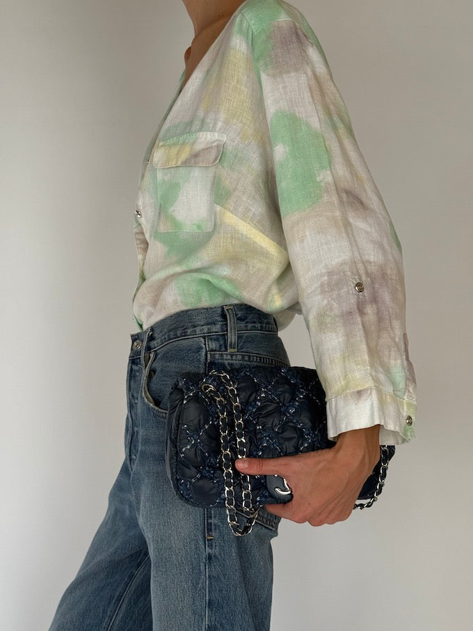 Vintage watercolor linen top 6271